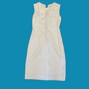 Milly White Sleeveless Sheath Dress Size 8 Exposed Black Zipper Detail‎ LWD EUC